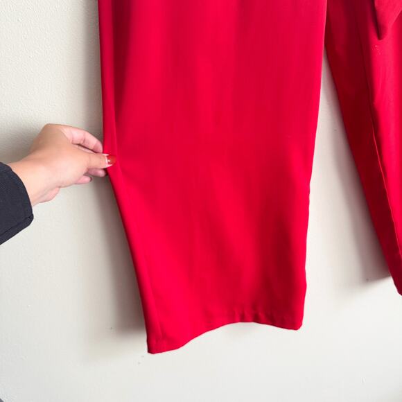 BB Dakota Red Wide Stride Wide-Leg Tie Detail Pants - Size 2 - Picture 7 of 11